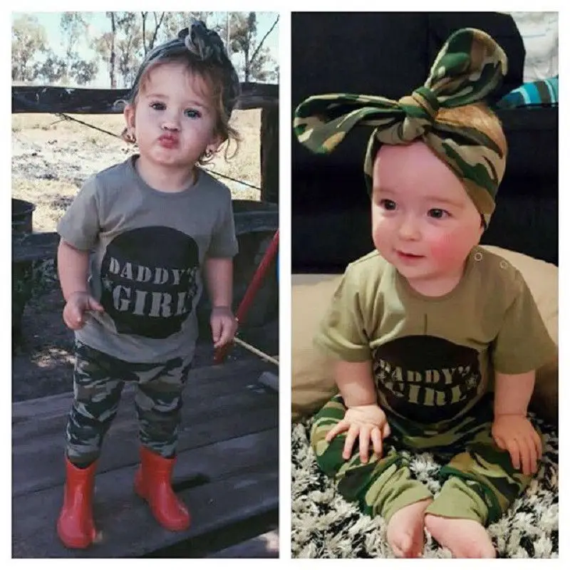 Камуфляжная футболка для новорожденных мальчиков и девочек, топы, длинные штаны, комплект одежды из 2 предметов