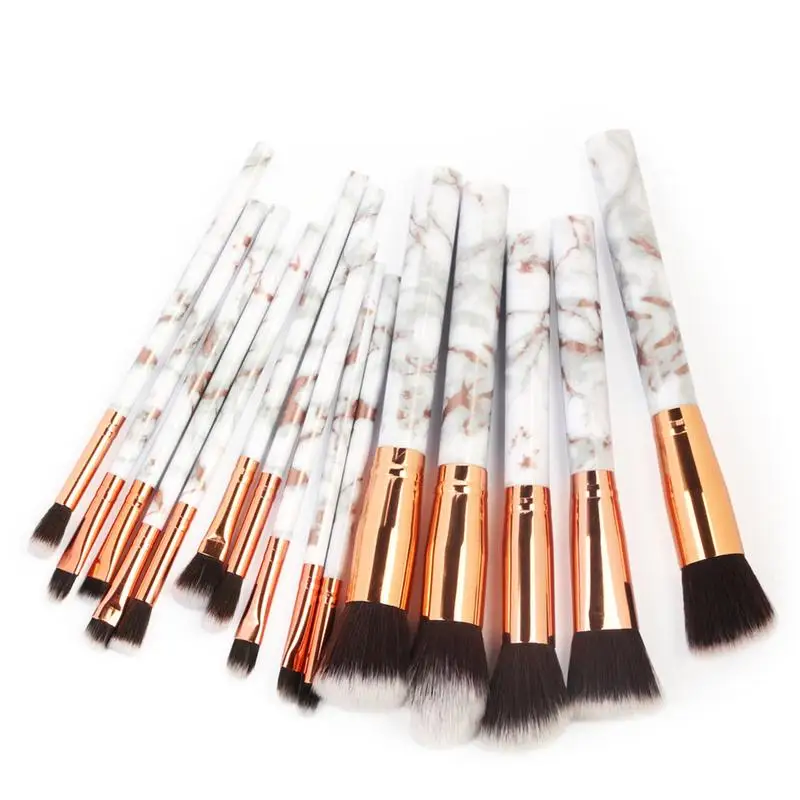 

1/15 pcs Marble Pattern Makeup Brushes Cosmetic Powder Foundation Eyeshadow Lip For Plastic Handle Brushes Set 40