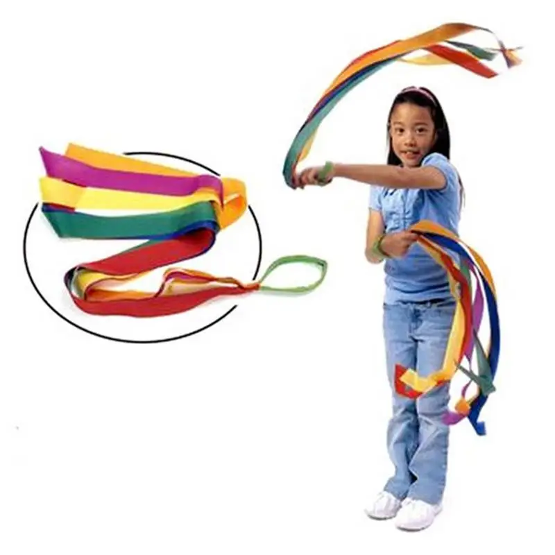 Children Traditional Retro Rainbow Streamer Dance Interactive Color Ribbon Toys For Children Interactive Games Diy Color Ribbon