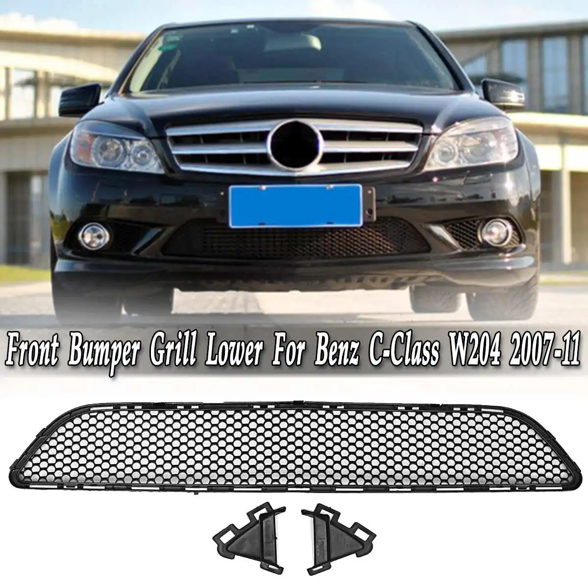 

Glossy Black Front Bumper Grille Racing Grills Lower Fit For Mercedes-Benz C-Class For AMG W204 2007 2008 2009 2010 2011