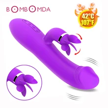 Heating Dildo Vagina Vibrator For Woman Tongue Licking Stimulator G spot Massager Aduct Sex Toys For