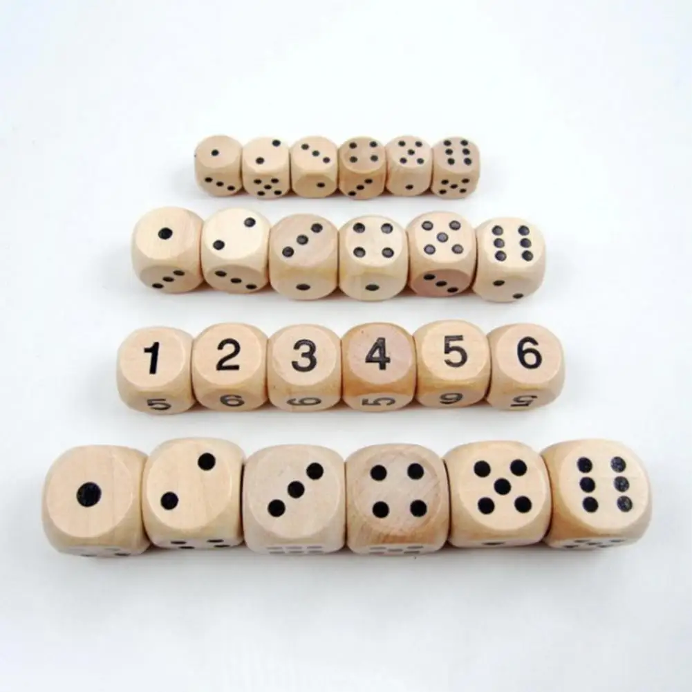 10 шт. деревянные кубики количество или точечные кубики Круглый Coener Детские игрушки игра 6 сторонние кости 16 мм/20 мм/25 мм