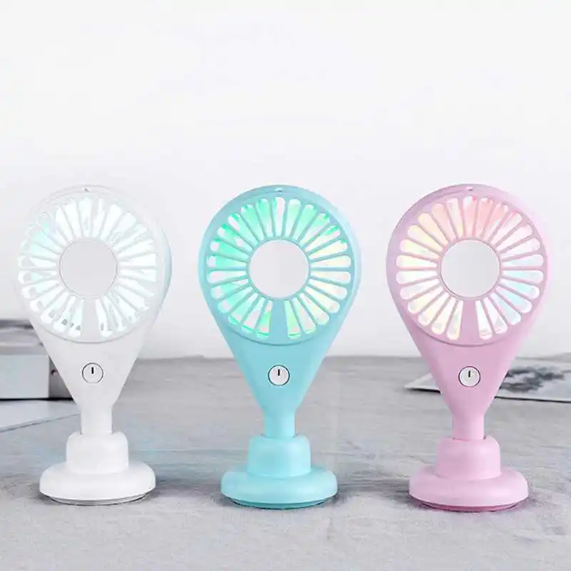 New Hot Portable Cold Wind Mini Fan Ambient Light Table Desktop Handheld Fan For Travel Outdoor Home Office