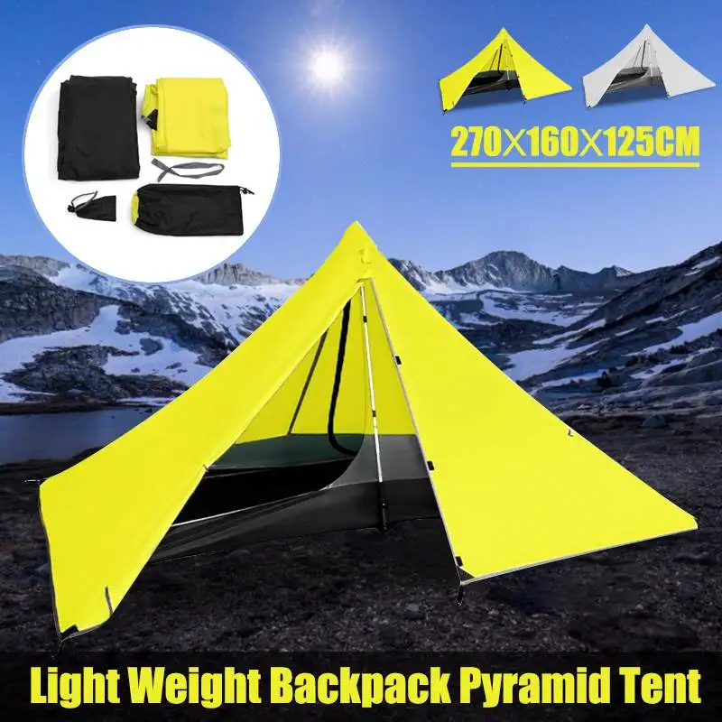 

210T Oudoor Person Pyramid Tent Rodless Backpacking Waterproof Lightweight Hiking Camping Hiking Fishing Ultralight Tents