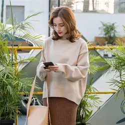 Свитер женщин и пуловеры 2018 новый шаблон пуловер с длинным рукавом рендеринга Вязание подкладки верхняя одежда в Корейском стиле #7
