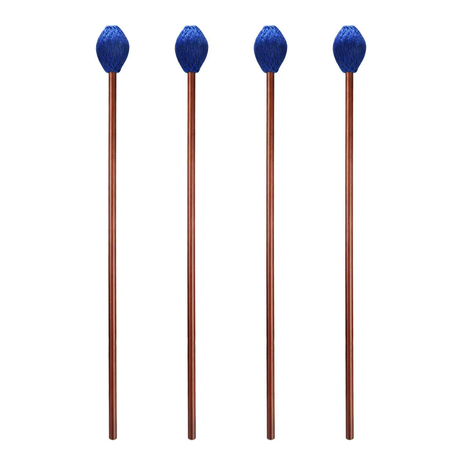 Лучший 2 пары синяя пряжа голова клавиатура Marimba Mallets с кленовой ручкой для игры Marimba, средний жесткий