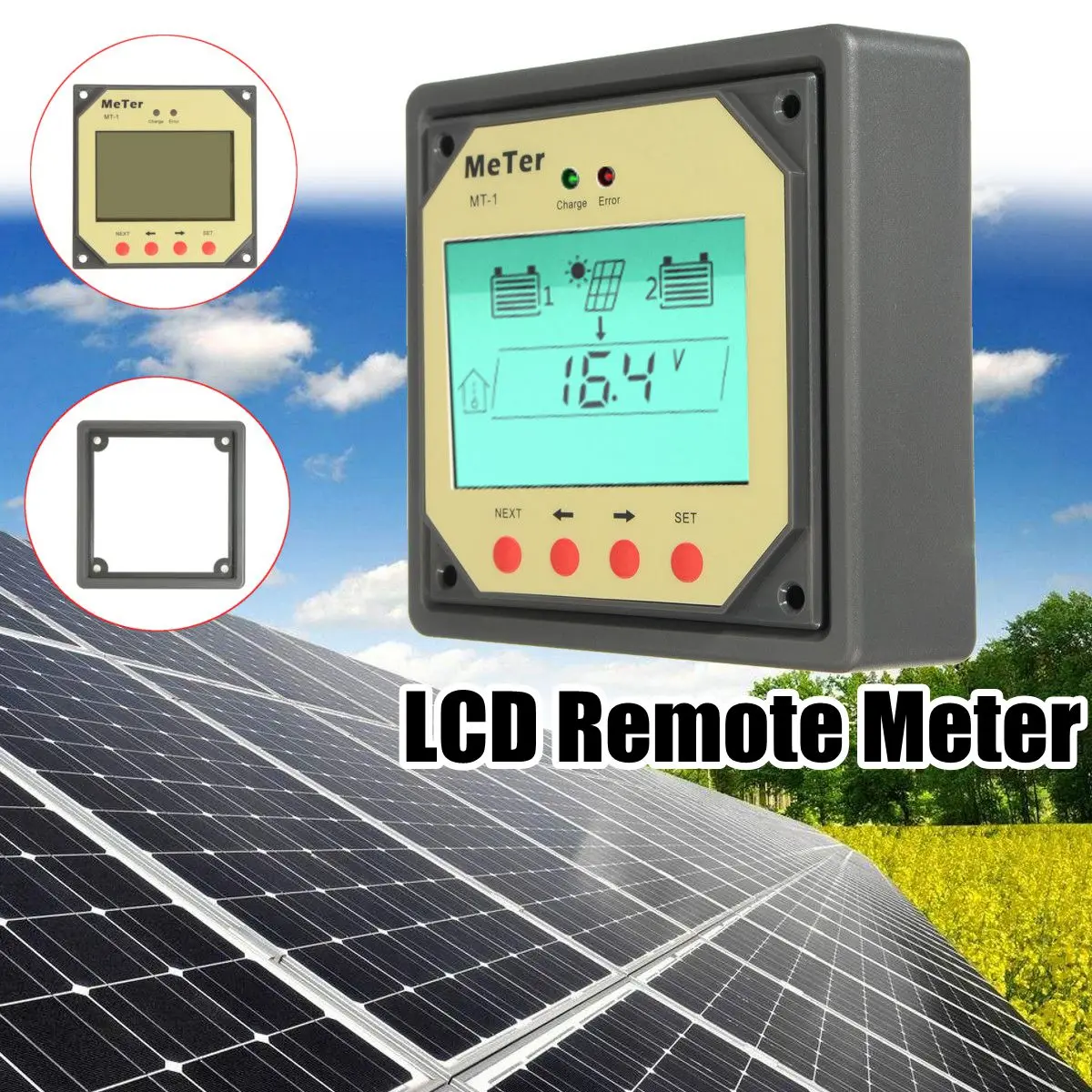 

1PC New Arrival LCD Remote Meter for Dual Battery Solar Controller Regulators MT1 with 10m Cable Remote Control