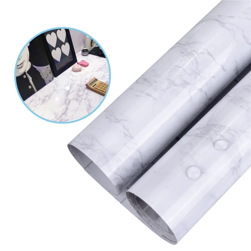 

10m X 45cm 1Pcs Waterproof Marble Wallpaper DIY Decorative PVC Self adhesive Wall paper for Kitchen Cabinet Furniture Door