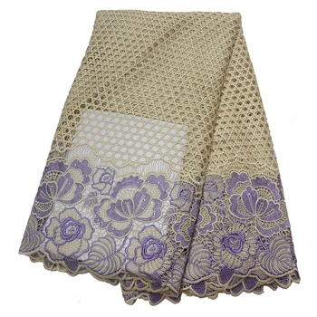 

New style African water soluble chemical lace fabric with stones high quality beaded guipure cord lace fabric for party dress