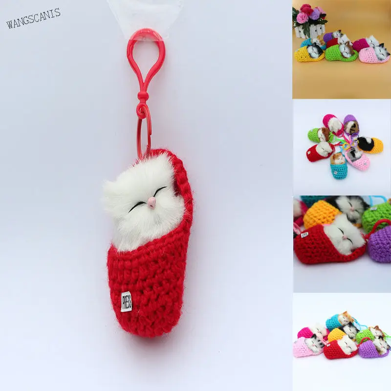 

Christmas Pendant Lovely Cat Kitten Sleep Slipper Plush Doll Toy Stuffed Baby Kids Gift With Sound Drop Ornaments