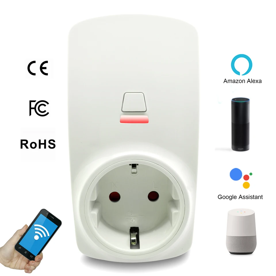 

EU European Wi-Fi WiFi Smart AC Power Electrical Socket Outlet Plug Adaptor For Amazon Alexa Echo Google Assistant Homekit Mini