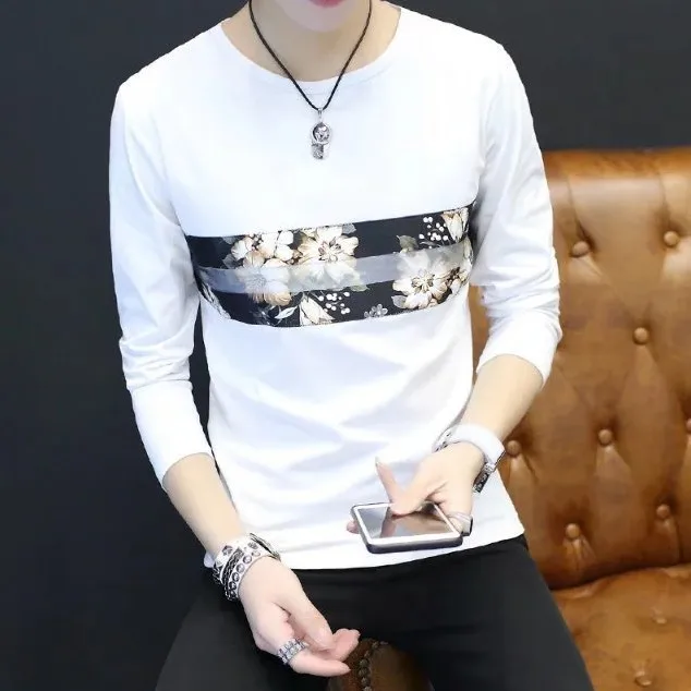 

2019 New summer top T-shirt Korean Self-cultivation Men's Wear Printing O neck T shirt men Man streetwear slim fit gym clothing