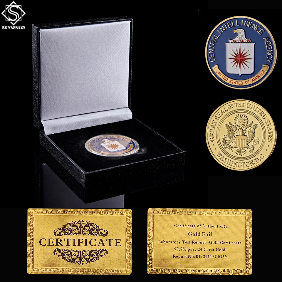 США ЦРУ военный центральный разведчик монета американское золото наградная монета коллекционные вещи W/роскошная коробка