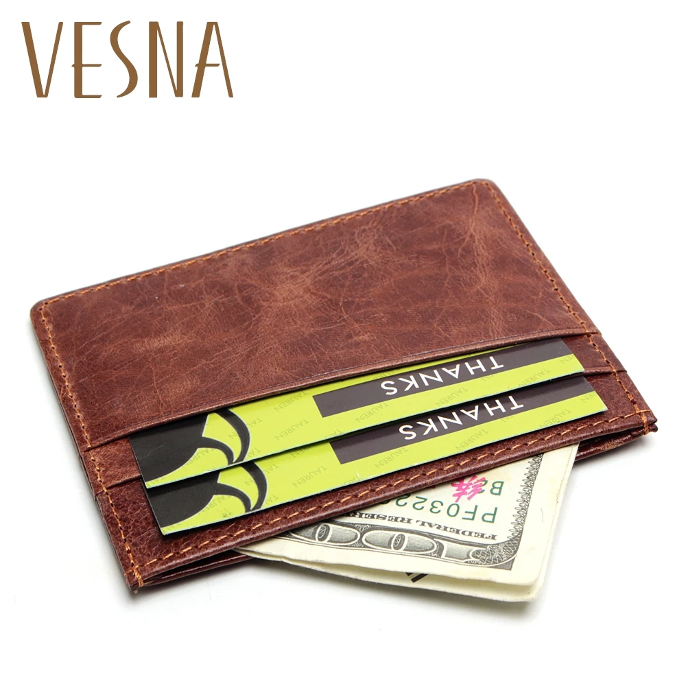 

2019 Travel RFID Wallet Card Holder Vintage 100% Genuine Leather Porte Carte Front Pocket Slim Card Wallet Credit Card Holder