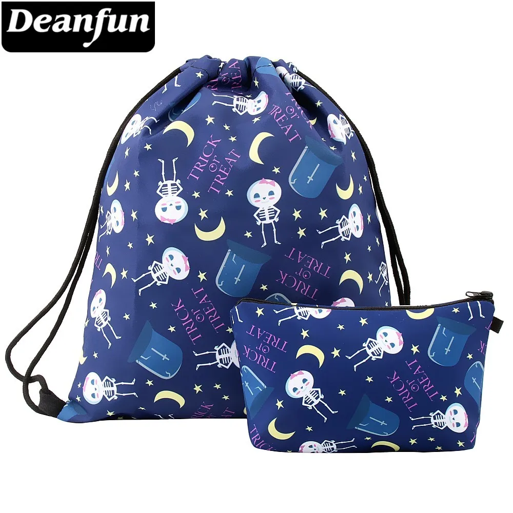 

Deanfun Halloween Skull Drawstring Backpack Gym Bag Travel Waterproof Student School Backpacks for Teenage Girls