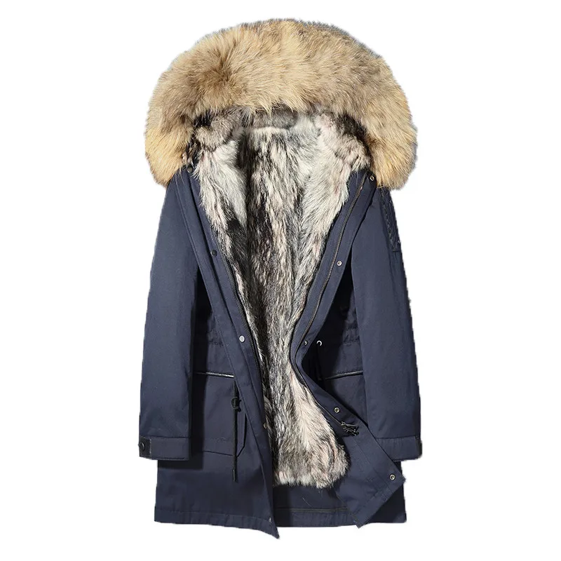 

Real Fur Coat Winter Jacket Men Natural Wolf Fur Liner Parka Men Clothes 2019 Raccoon Fur Collar Long Coat L18-5500 MY1633