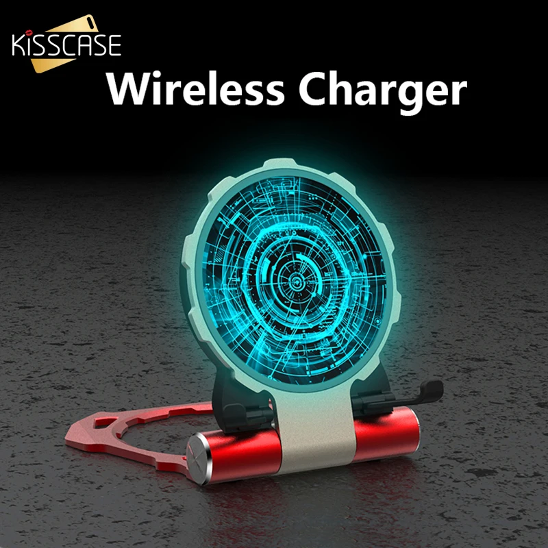

KISSCASE Foldable Wireless Charger For iPhone XS Max XR X 10 Phone Holder Stand Fast Charging Wireless Charger For Samsung S9 S8