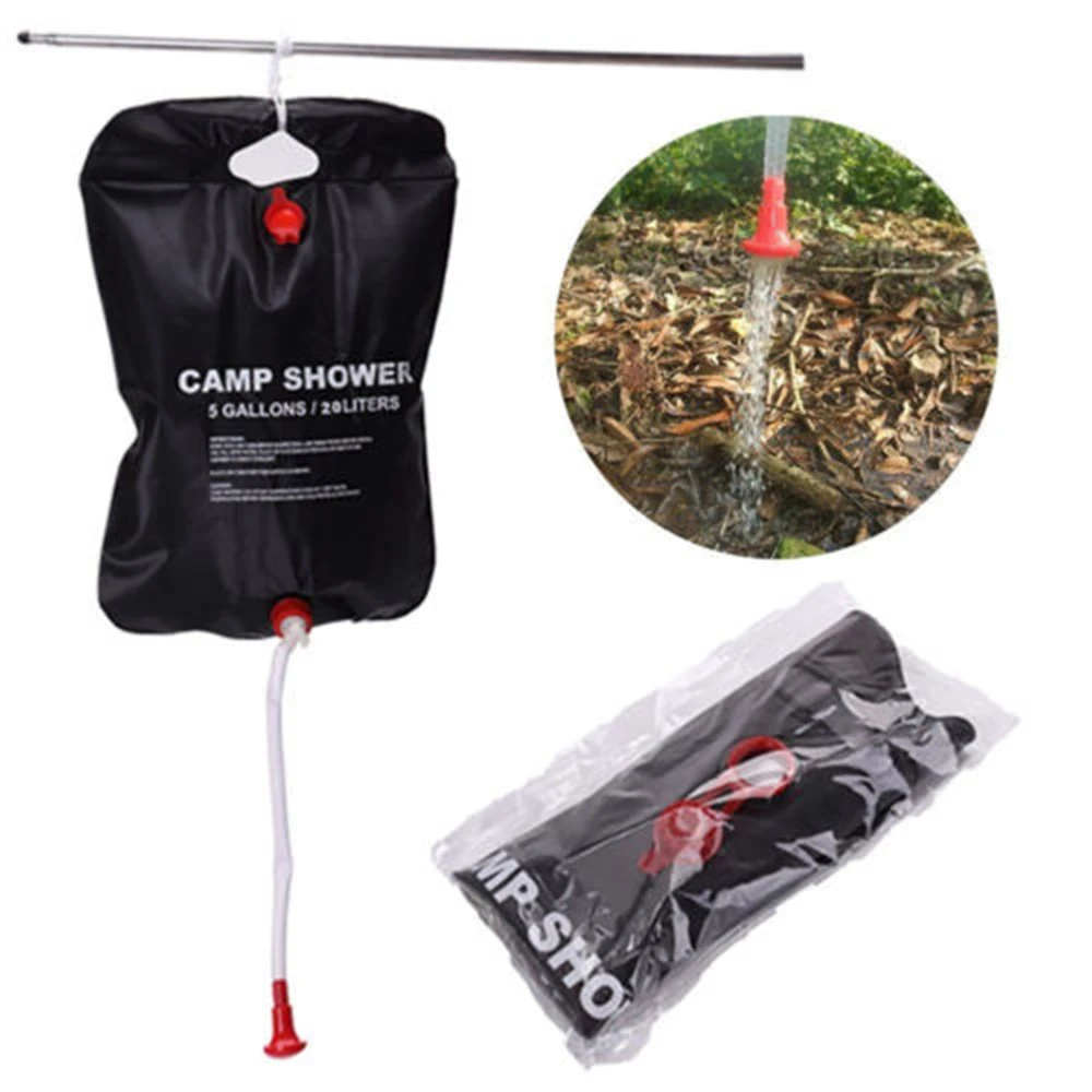 

For Outdoor Camping Camp Heating Pipe Bag Water Heater Solar Portable Shower 20L