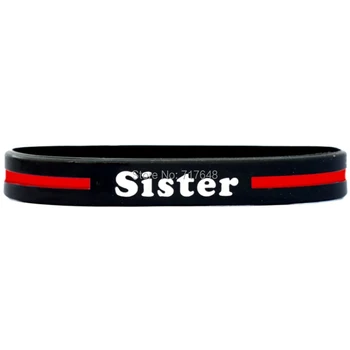

100pcs Inspirational Family Sister Thin Red Line wristband silicone bracelets free shipping by ePacket A