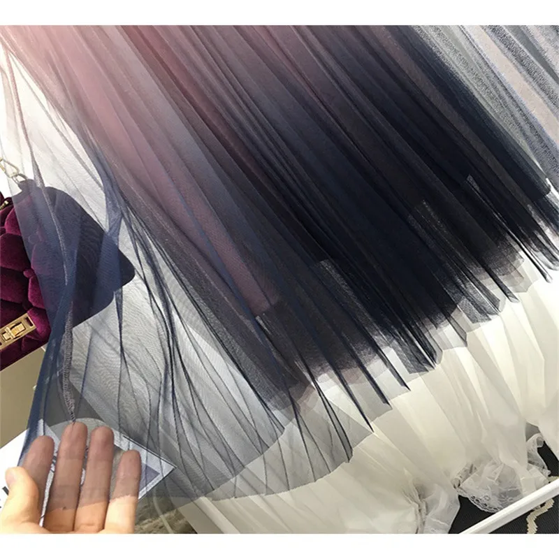 Летние женские, градиентные сетка плиссированная юбка элегантная Высокая Талия пятиточечный длинная юбка