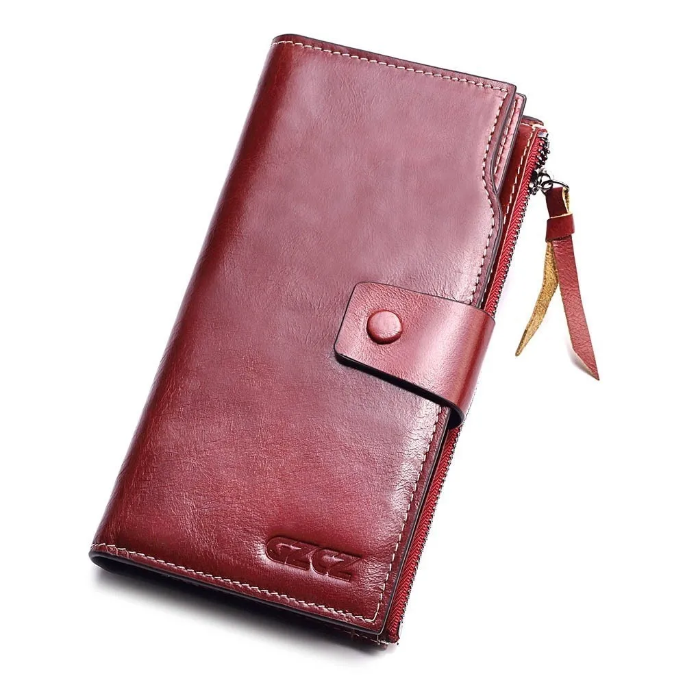 

Luxury Card Holder Portomonee Large Vallet Genuine Leather Women Long Wallet Female Zipper Clamp For Money Clutch Coin Purse