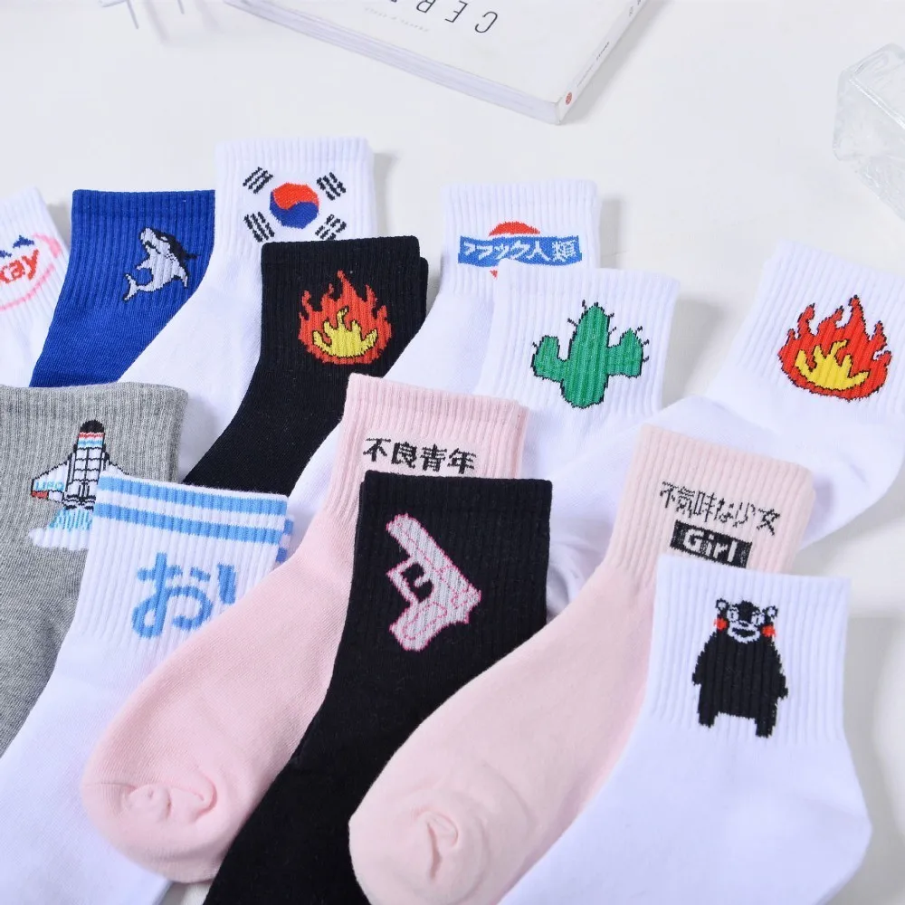 Сезон весна-осень; корейские хлопковые забавные брендовые носки; оригинальные носки для мужчин и женщин; носки для влюбленных; дезодорирующие носки