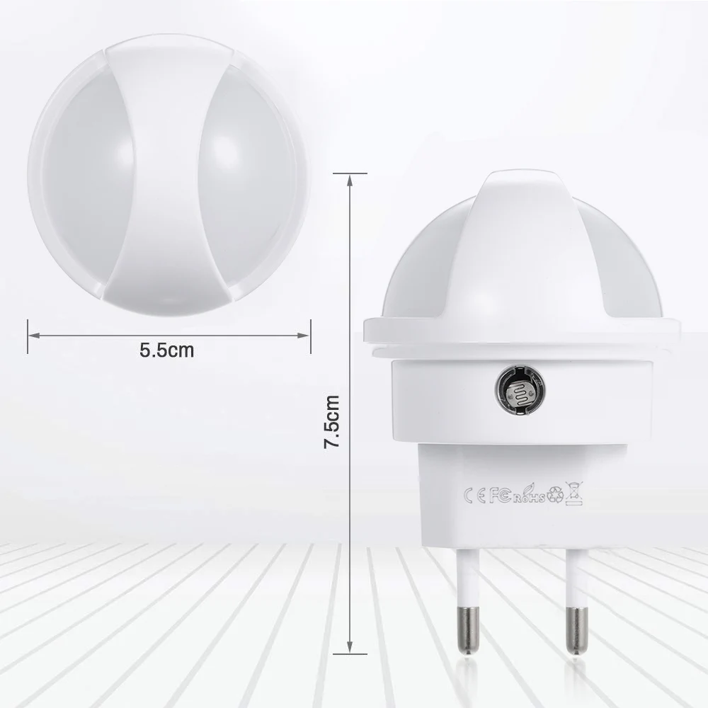 2 шт. ночник энергосберегающий для детской лестницы посадки коридора белый с сумеречным датчиком компактная вилка со светодиодами-в ночник
