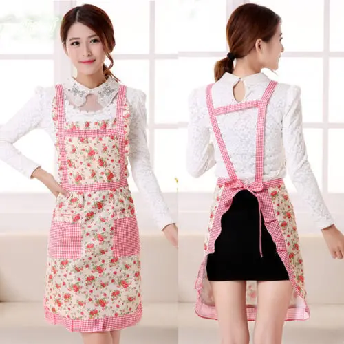 Practical Women Cooking Chef Kitchen Home Restaurant Aprons Plaid Aprons With Pocket 9 Styles To Choose New