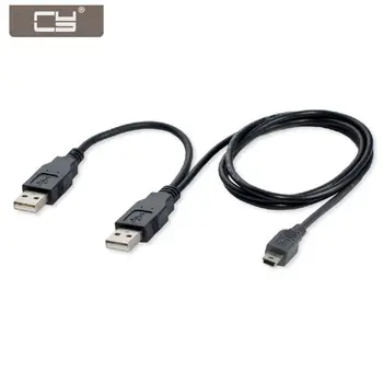 

10pcs/lot USB2.0 2 Male to Mini 5 Pin Y Cable Data and Power Cable for Hard Disk Drive CAS