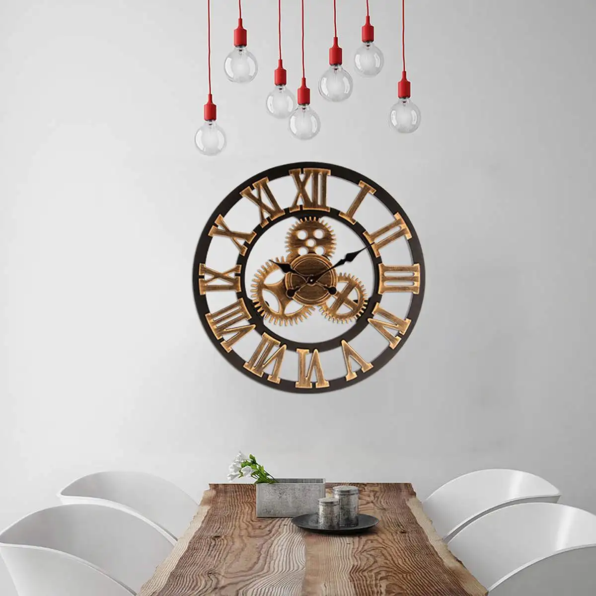 

Retro Vintage Wooden Large Wall Clock Luxury 3D Art Big Gear Clock Home Decoration 40/60/80cm Wall Hanging Clock Livingroom Gift