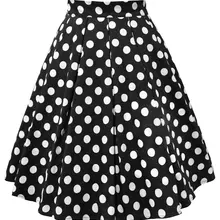 Wiplao хлопковая Летняя женская юбка красный черный белый горошек Высокая талия винтажная пачка короткая юбка faldas mujer повседневные Свинг миди юбки