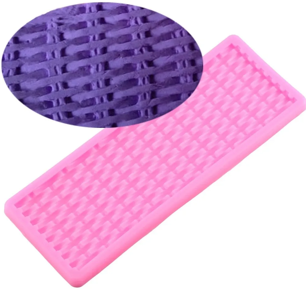 

Grid Texture Woven Bag Lace Mat Fondant Mold Cupcake Mould Bamboo Weaving Silicone Sugar Mold Cake Decoration Tools