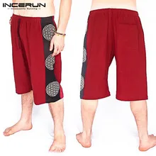 INCERUN свободные мужские шорты с принтом винтажные повседневные тренировка для бегунов летние дышащие мужские пляжные шорты