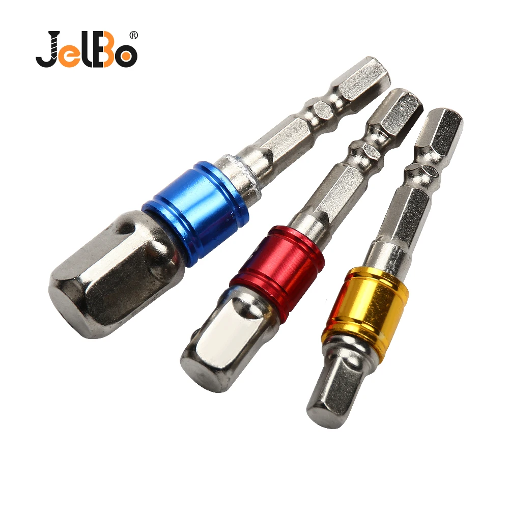JelBo 3PCS 1/2 3/8 1/4 Hex Shank Drill Bit Extension Bar Electrical Drilling Head Power Tools Socke