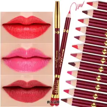 12 видов цветов Pen Сексуальная Водонепроницаемый макияж Matte Lip Liner Pencil долговечный карандаш для глаз