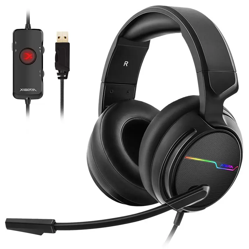 Preise Xiberia V20U Pc Gamer Headset Usb 7,1 Surround Sound Gaming Kopfhörer Mit Mikrofon Faltbare Headset Einstellbare Kopfhörer