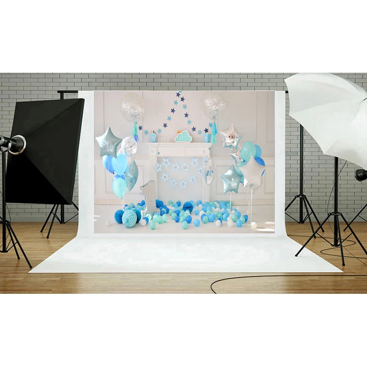 

1st Birthday Backdrop Photography 3D Balloons Studio Photo Wall Background For Baby Newborns Infants Party Supplies 90 X 150 Cm