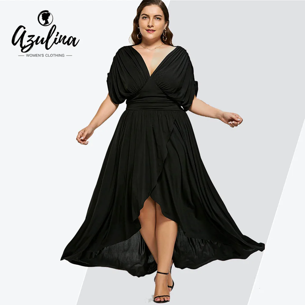 AZULINA High Low Plus Size Maxi Flowy Dress High Waist Party Dress ...