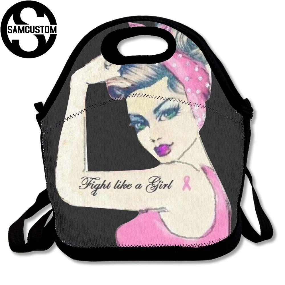 SAMCUSTOM Pink Breast Cancer Awareness Spread Lunch Bags Insulated Food
