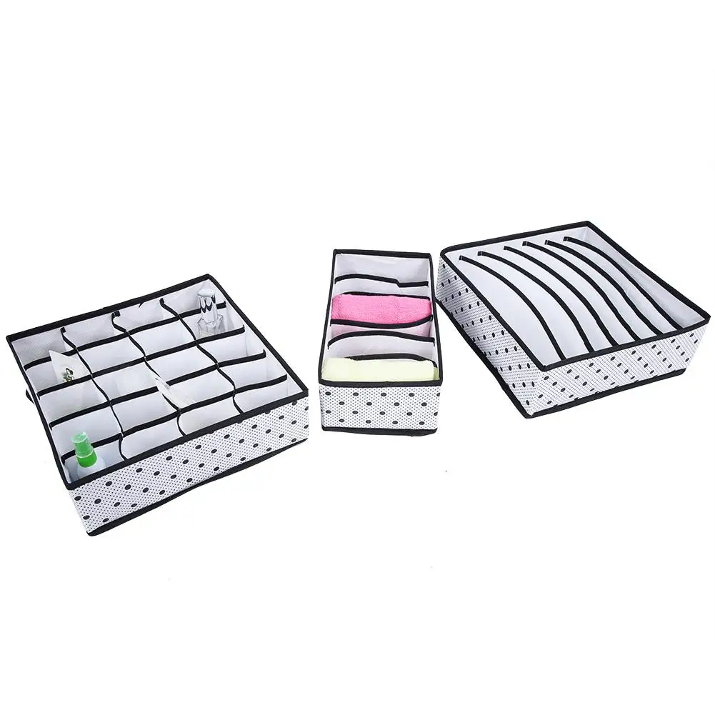 

3Pcs/Set 6/7/20 Grids Non-Woven Underwear Storage Box Three-Piece Set Dotless Non-Woven Underwear Bra Storage Box