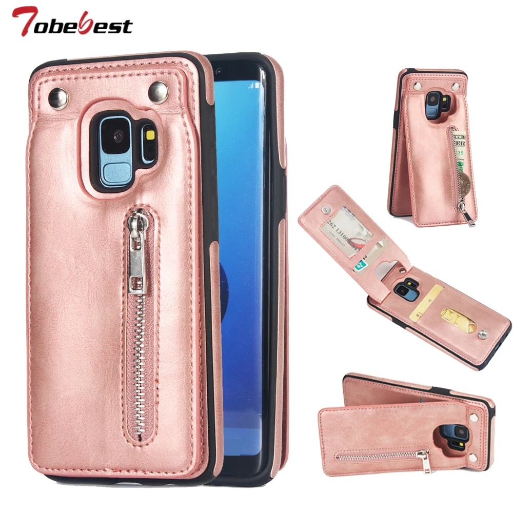 

Cases For Samsung Galaxy S9 Plus S8 S9 Plus Note 8 Note 9 Zipper Leather Card Holder Wallet Phone Case Cover for Samsung S9 Plus