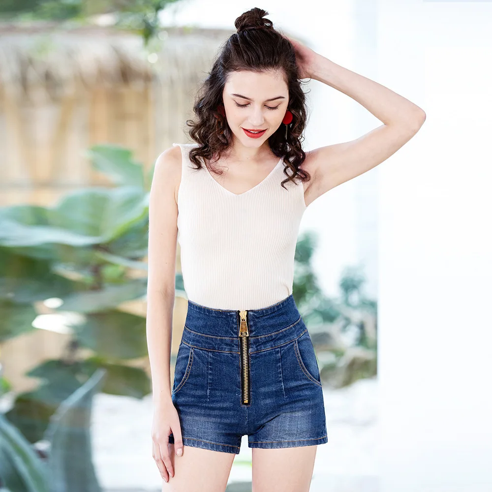 New Arrival Casual Summer Zipper Denim Women Slim Cowboy Shorts High Waists Sexy Short Jeans Black Blue Plus Size 4XL New Arrival Casual Summer Zipper Denim Women Slim Cowboy Shorts High Waists Sexy Short Jeans Black Blue Plus Size 4XL