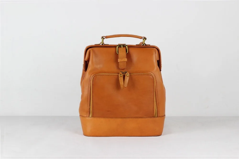 

Genuine Leather Calf Skin Women Vintage Solid Backpack Handmade Bag