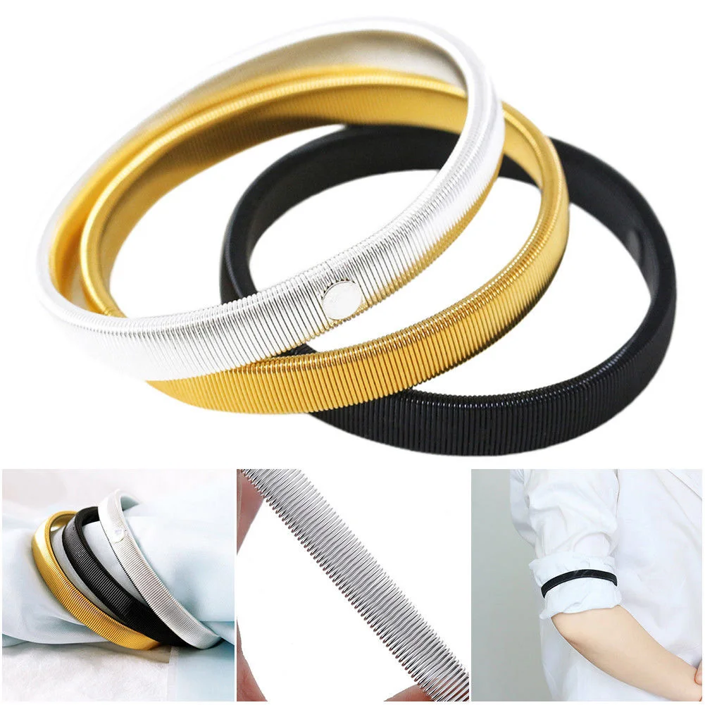 New Unisex Stretchy Elastic Metal Sleeve Garters Mens Elasticated Arm Band Shirt Sleeve Holder