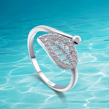 New Arrival authentic 925 sterling silver ring;jewelry women ring finger; white ring;Zircon leaves ring, bohemian leaves circle finger ring