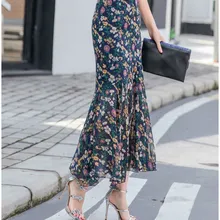 Повседневные женские длинные юбки с цветочным принтом, шифоновые юбки размера плюс, богемные юбки с оборками и высокой талией, юбки длиной до щиколотки