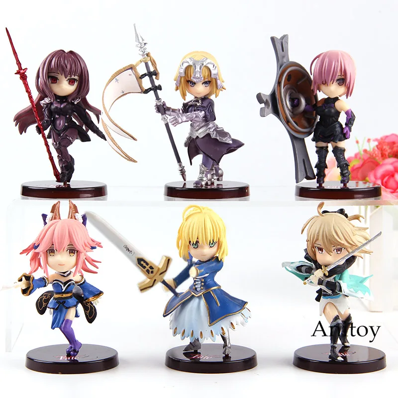 

6pcs/set Q Version Mash Kyrielight Scathach Jeanne D'Arc Tamamo No Mae Saber Okita Souji Fate Grand Order FGO Figure Action Toys