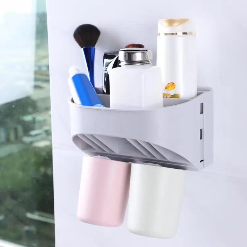 

New Compact Toothbrush Rack Multi-functional Bathroom Organizer Cosmetic Shaver Storage High Quality Bathroom Sets