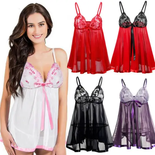 Сексуальное нижнее белье кружевное платье Babydoll женское Ночное боди |