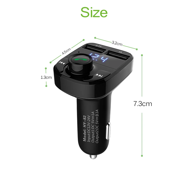 1 шт. Bluetooth автомобильный комплект fm-передатчик MP3-плеер с светодиодный двойной USB 4.1A быстрое зарядное устройство дисплей напряжения Micro SD TF воспроизведение музыки